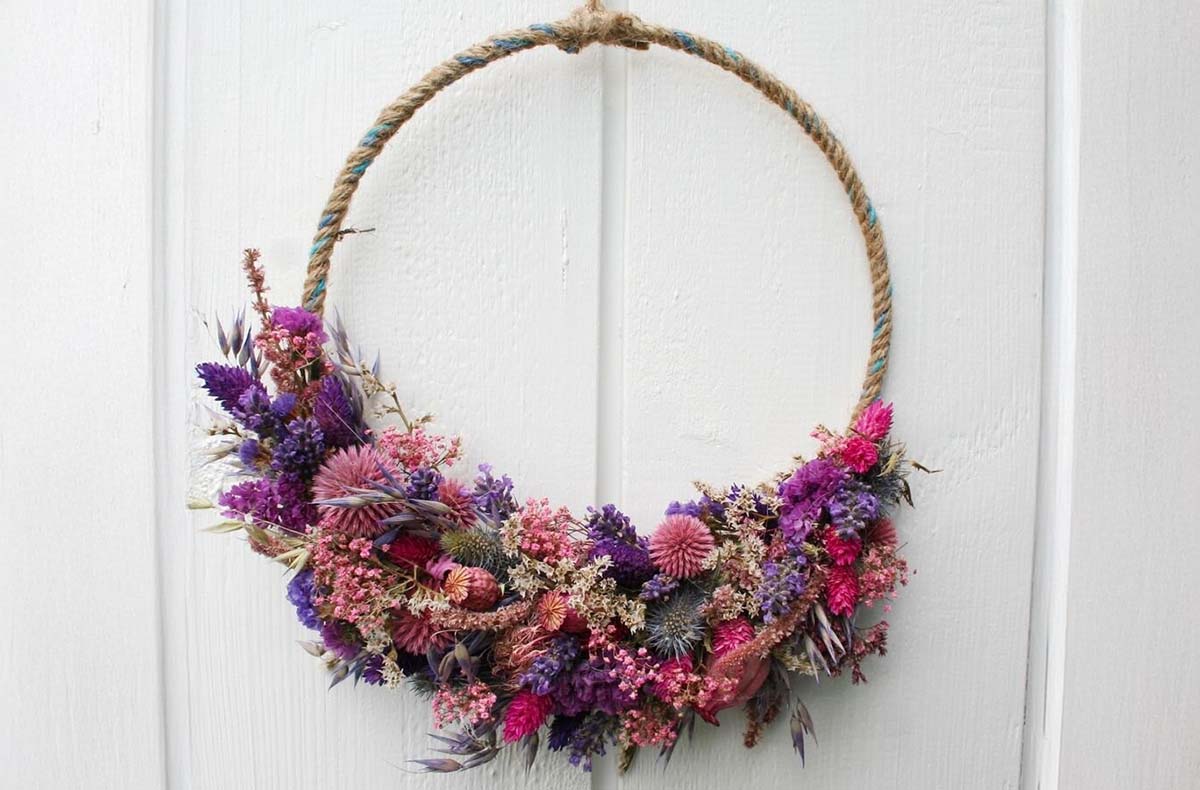 Trockenblumen Türkranz selber machen München - Kreiere deinen Trockenblumen-Türkranz selbst Basteln und Kreativworkshops online kaufen