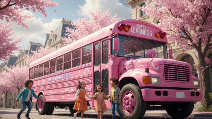 US Schoolbus für alle, die Pink lieben