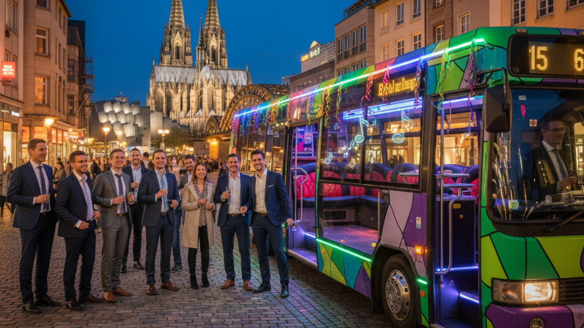 US Partybus unterwegs in Köln für den Junggesellenabschied