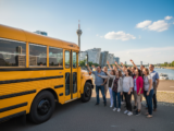 US Schulbus in Düsseldorf für Sightseeing Tour